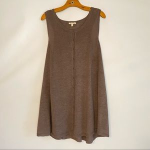 Eileen Fisher Taupe Button-Front Sleeveless Cardigan Vest Linen Size XL